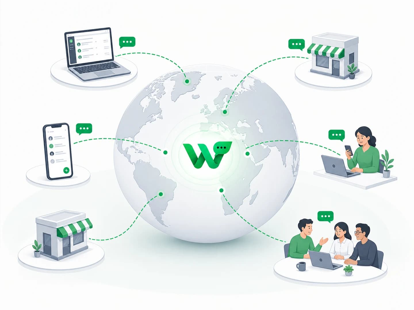 Waplix message routes connecting teams and devices around the world
