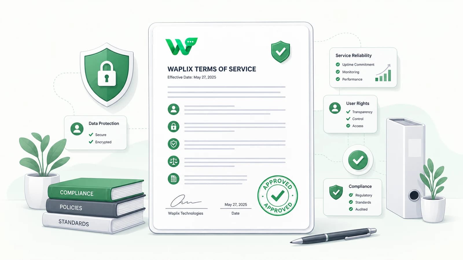 Waplix terms of service agreement with compliance and security controls